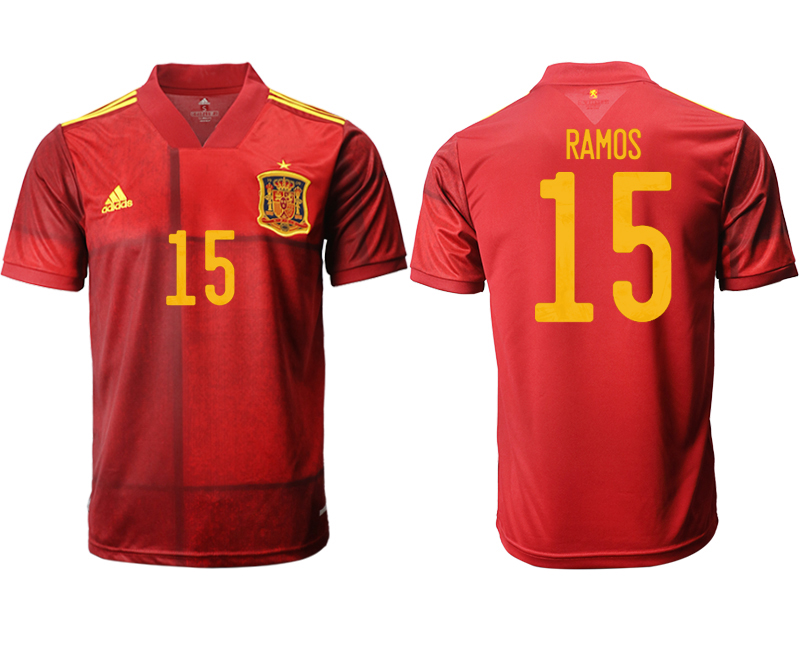 Men 2021 European Cup Spain home aaa version red #15 Soccer Jersey